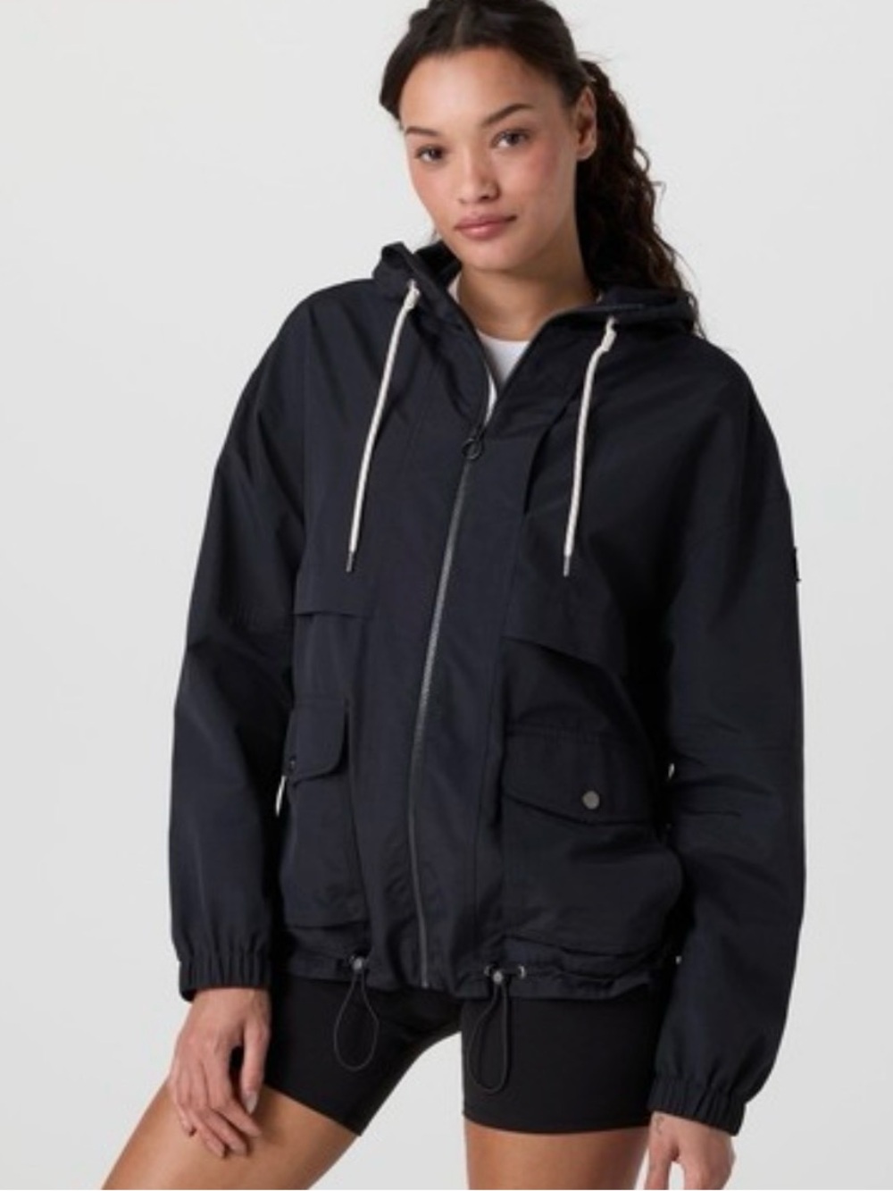 Vuori Elijo Rain Jacket Black Hooded Windbreaker Women’s Small